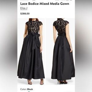 Eliza J Lace Bodice Mixed Media Gown (re-posh)